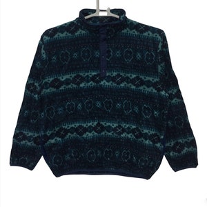 Vintage LL Bean fleece native Aztec sweatshirt Large size Green colour made in usa