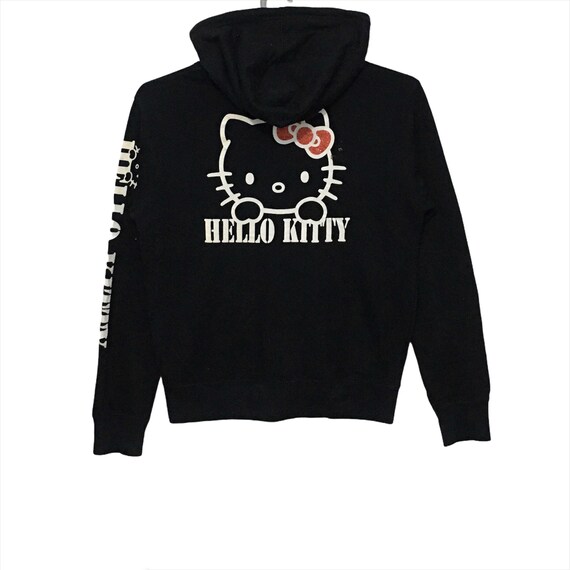 Vintage Hello Kitty Cat Hoodie Full Zipper Medium Size Black Colour Etsy
