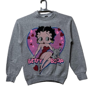 Vintage Betty Boop overprint Cartoon sweatshirt grey colour