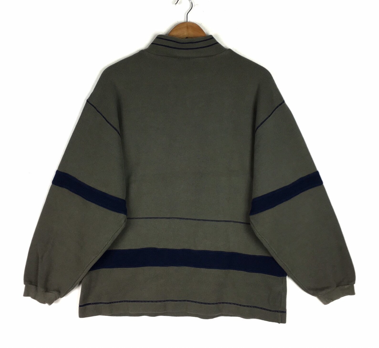 Vtg 1973 'Ellesse' Blue V-Neck Embroidered Logo Casual Knitted Sweat Jumper M/L