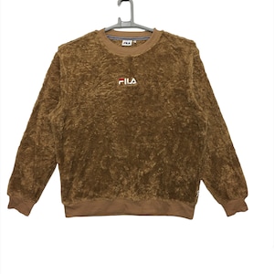 Vintage Fila Fleece pullover Sweatshirt crewneck Brown Colour Large size