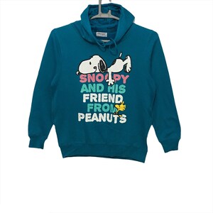 Sudadera con capucha vintage de personajes de dibujos animados de Peanuts y Snoopy, talla pequeña, color verde.