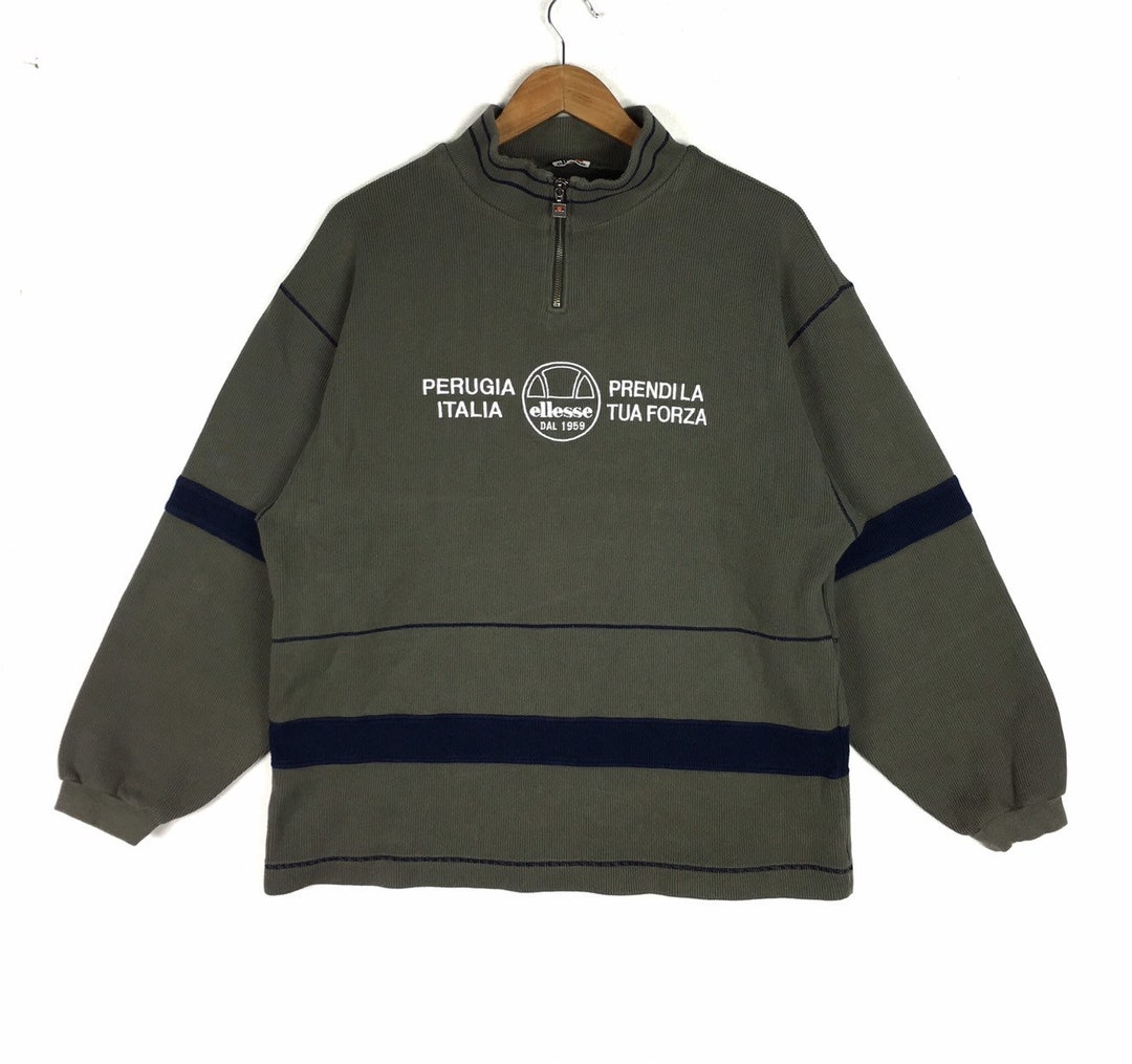 Vtg 1973 'Ellesse' Blue V-Neck Embroidered Logo Casual Knitted Sweat Jumper M/L main image 0