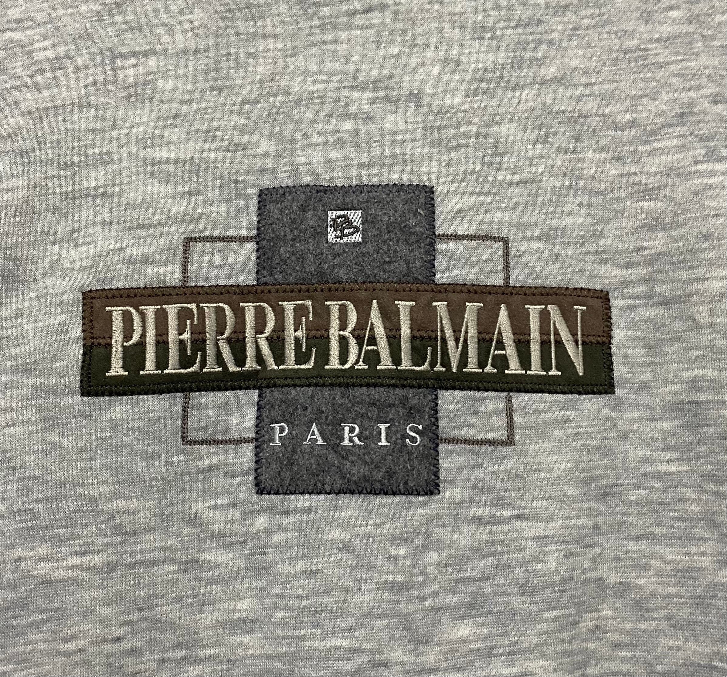 Vintage Pierre Balmain Paris Embroidered Logo Sweatshirt Large 