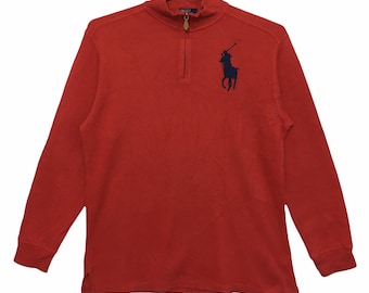 Vintage Polo By Ralph Lauren Spell out big logo Sweatshirt Red Colour