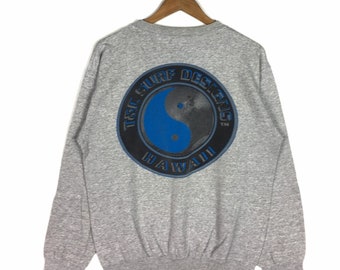 Felpa girocollo con logo grande, stile surf Hawaii T&C vintage anni '80, colore grigio