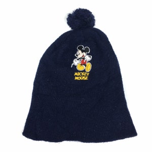 Vintage Mickey Mouse Wall Disney beanie winter hat with pom pom free adult size