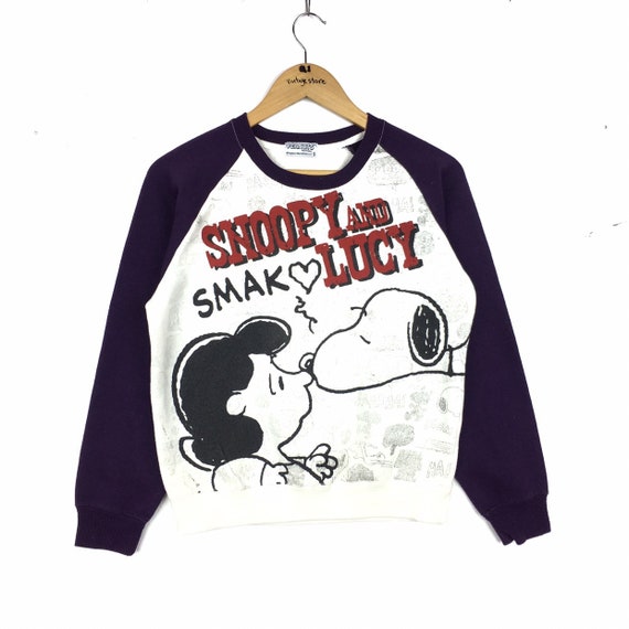 Vintage Peanuts Snoopy Sweatshirt Purple White col