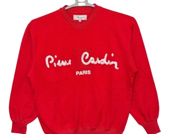 Vintage Pierre Cardin Paris embroidery big logo sweatshirt m size red colour