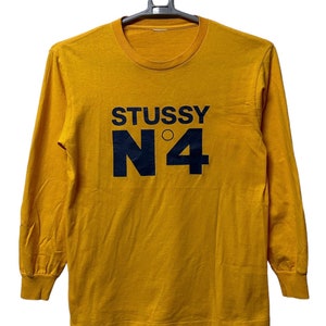 90s Vintage STUSSY No4  made in in USA men long sleeve single stitching medium size