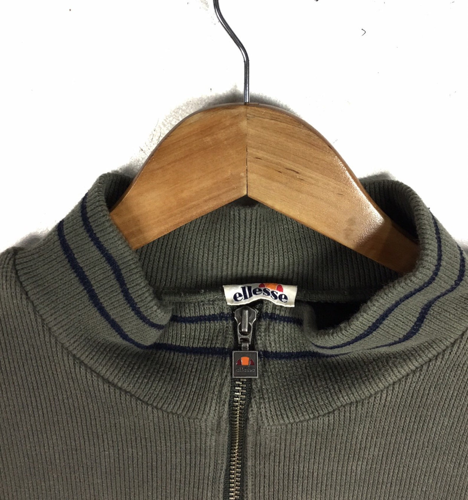 Vtg 1973 'Ellesse' Blue V-Neck Embroidered Logo Casual Knitted Sweat Jumper M/L main image 1