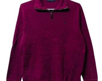 Vintage Polo By Ralph Lauren Small Pony Half zipper Sweatshirt Red Colour Large size