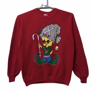 Vintage Tweety Birds Warner Bros character cartoon Sweatshirt  red colour