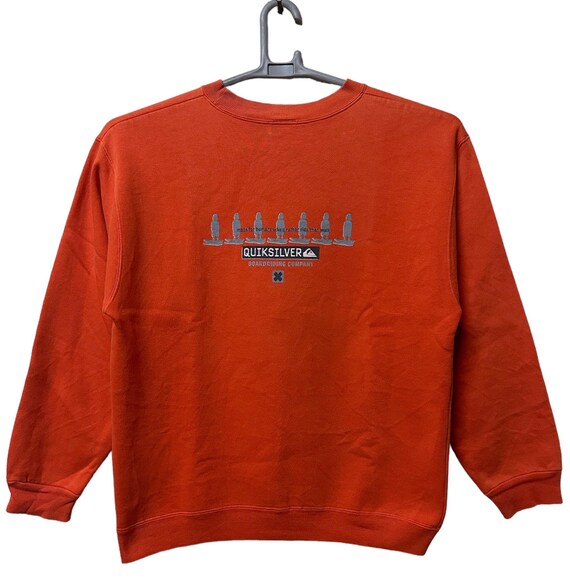 Vintage 90s QUIKSILVER Surf Surfing Big Logo Sweatshirt Orange