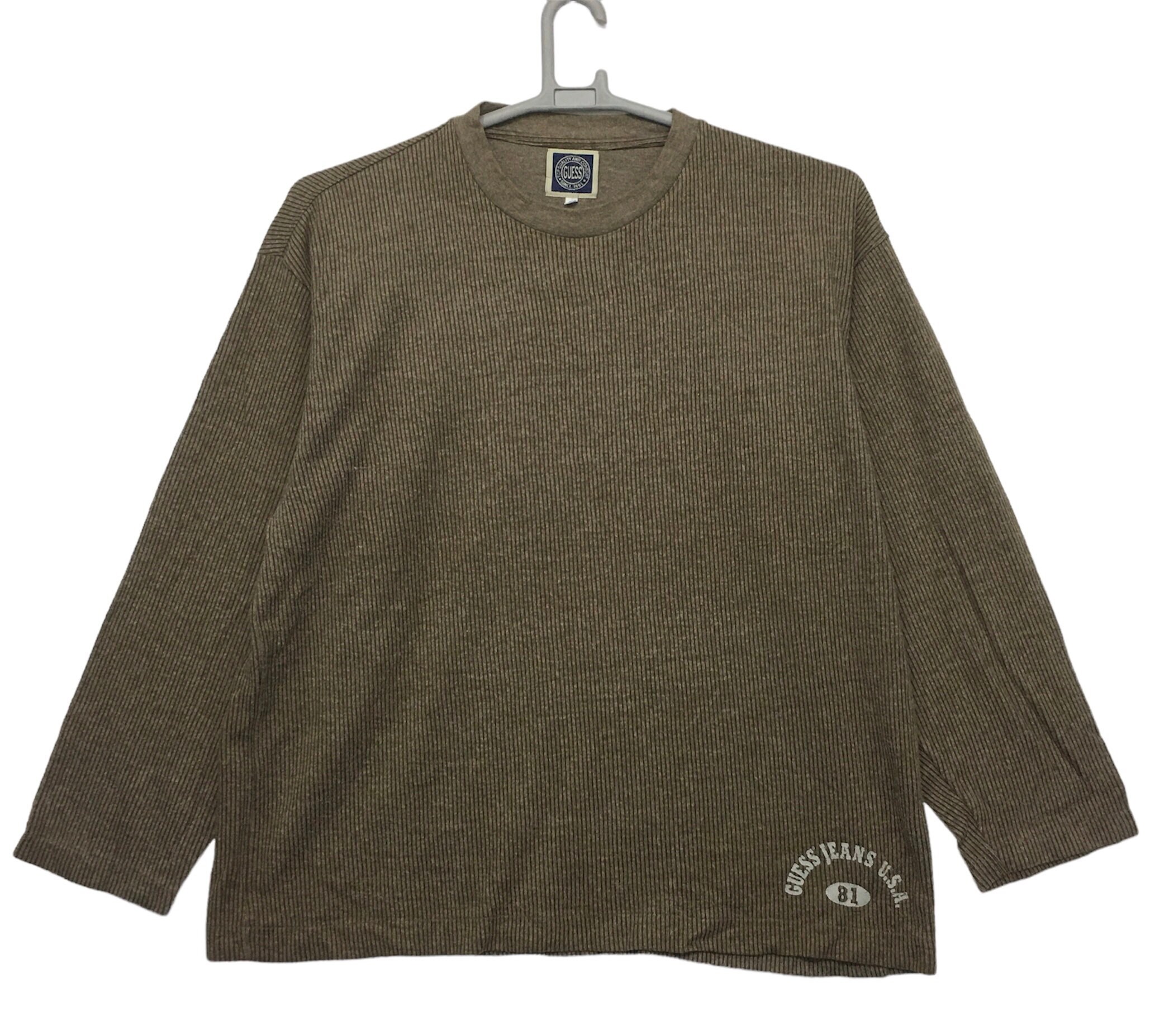 Vintage Guess Striped long sleeve shirt made in USA brown colour Large size