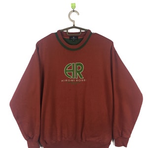Vintage HIROMI ROSSI Milano Casual Sport trui met groot logo ronde hals