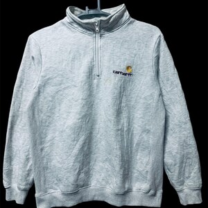 Vintage CARHARTT Small Logo Sweatshirt half zipper Pullover Jumper XL Size