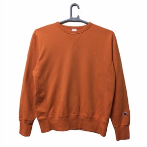 Vintage Champion Sweatshirt Small logo Orange Colour Medium size