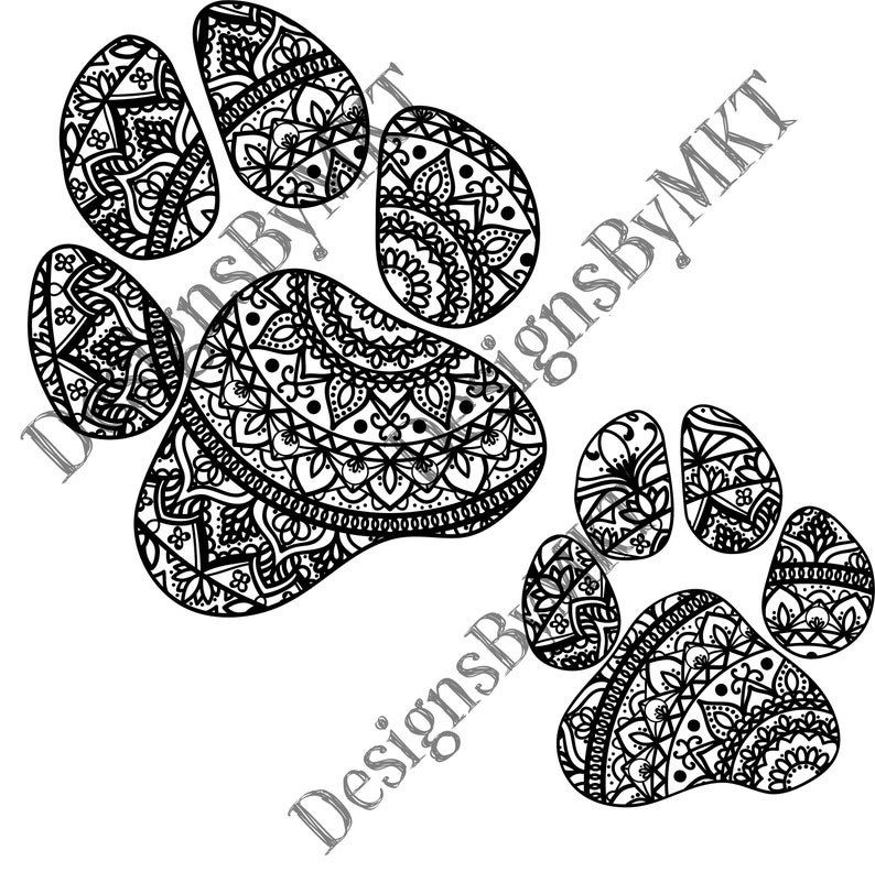 Download Mandala Paw Prints SVG PNG and More | Etsy
