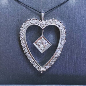 Antique Art Deco White Gold Diamond Heart Pendant