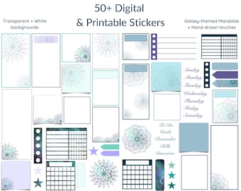 Nebula Mandala Stickers | Planner, Journal (Digital + Printable)