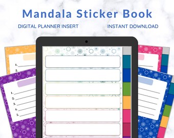 Rainbow Mandala Digital Sticker Book | Goodnotes, Notability (PDF)