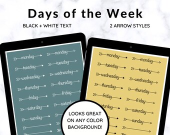 Days of the Week Arrow Stickers | Planner, Journal (Digital Download)
