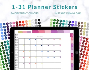 Number Stickers for Planners | Goodnotes, Notability Compatible (Digital Download)