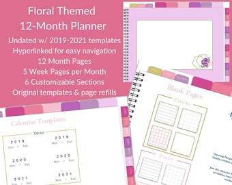 Floral Digital Planner | Hyperlinked, Undated (PDF)