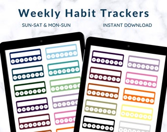 Weekly Habit Tracker Stickers | Goodnotes, Notability (Digital Download)