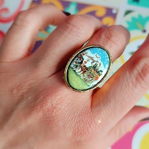 Ovale ring met Caltagirone keramische tegel