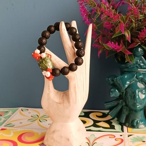 Lava rock bracelet with sicily ceramic prickly pear