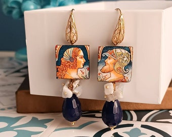 Sicily ceramic tile earrings