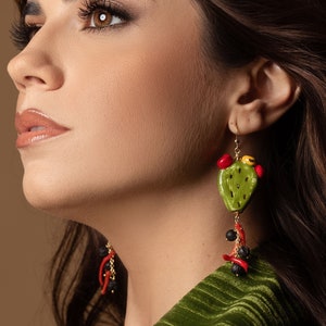 Prickly pear ceramic earrings