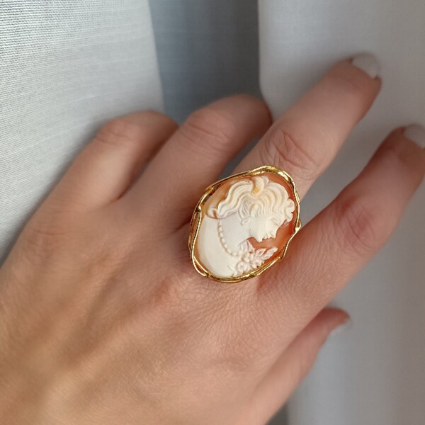 925 Lady Portrait Cameo Ring