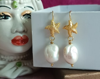 Bride earrings with baroque pearls