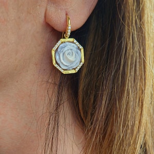 Flower Cameo drop earrings
