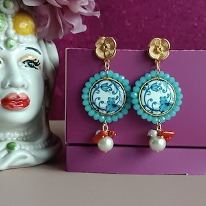 Sicily Ceramic Tile Earrings