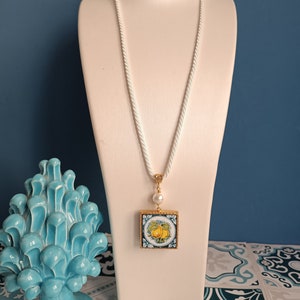 Rope necklace with Sicily Ceramic Tile