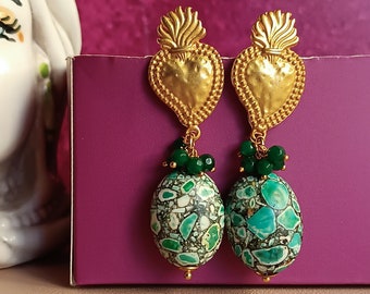 Green Marble earrings