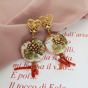 Baroque style tile earrings