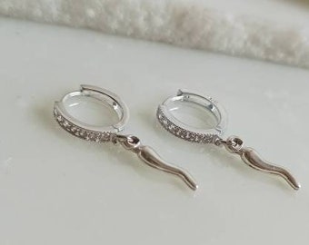 Orecchini a cerchio in vero argento sterling 925 con carpa