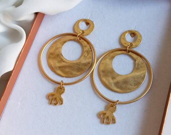 Extra long Brass earrings