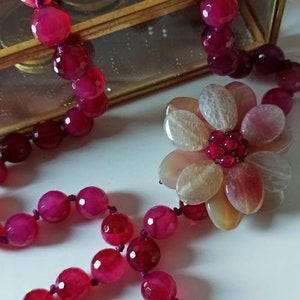 hard stones and gummy bears Adjustable pink Agata necklace