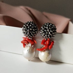 Silver Wedding Earrings with Baroque Pearls