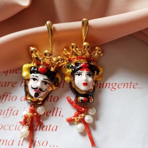 Sicilian Earrings with Ceramic Moor heads