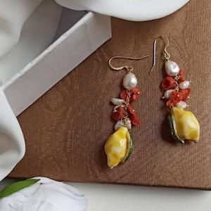 Sicilian Earrings with Ceramic Lemons