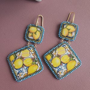 Sicilian earrings with ceramic tiles