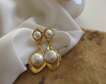 925 Drop Earrings with River Pearls