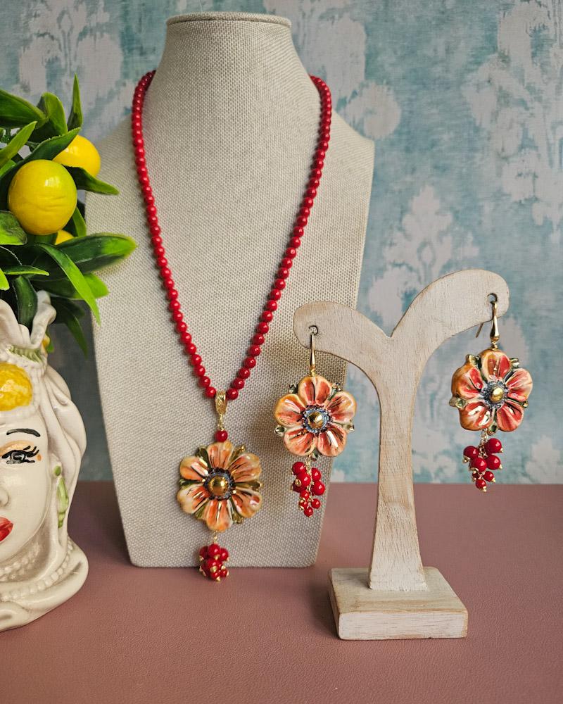 アクセサリー ネックレス 花 陶磁器 陶器 名窯 セット アクセサリー ネックレス 花 陶磁器 陶器 名窯 セット